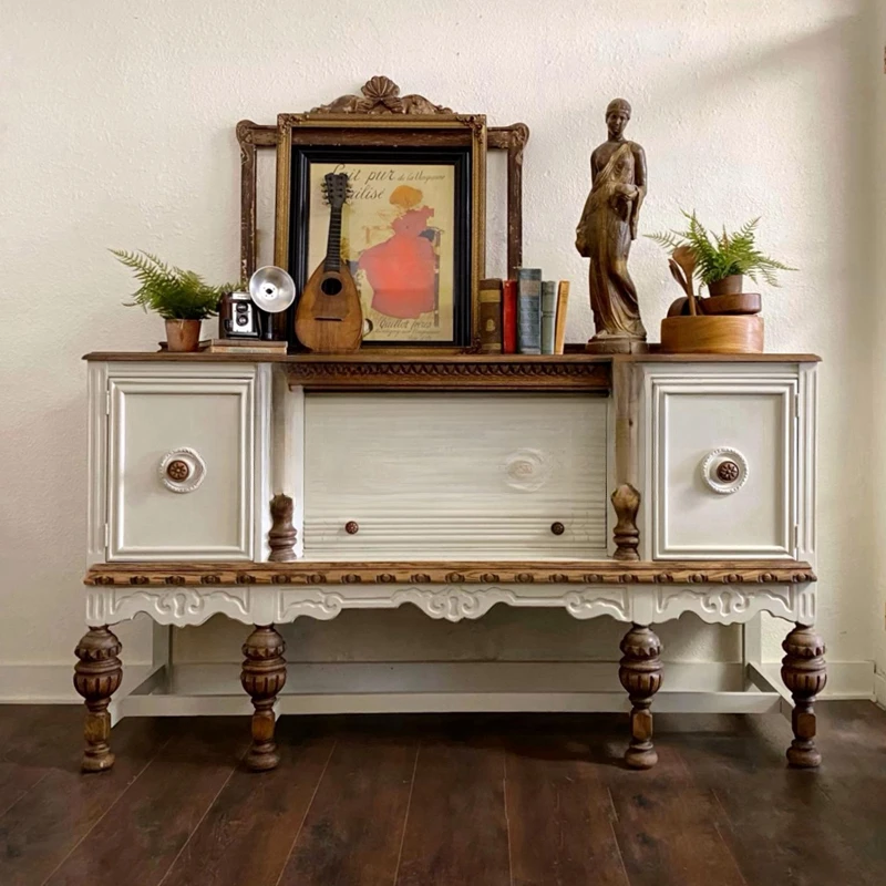 

French retro sideboard/carved solid wood to make old entrance cabinet/hall cabinet/decorative cabinet