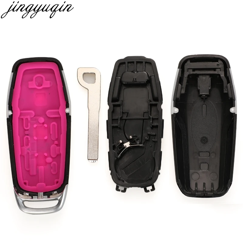 Jingyuqin-carcasa de llave de coche inteligente, carcasa remota para Ford Mustang Edge Explorer Fusion Kuka Mondeo, entrada Fob, hoja sin cortar,