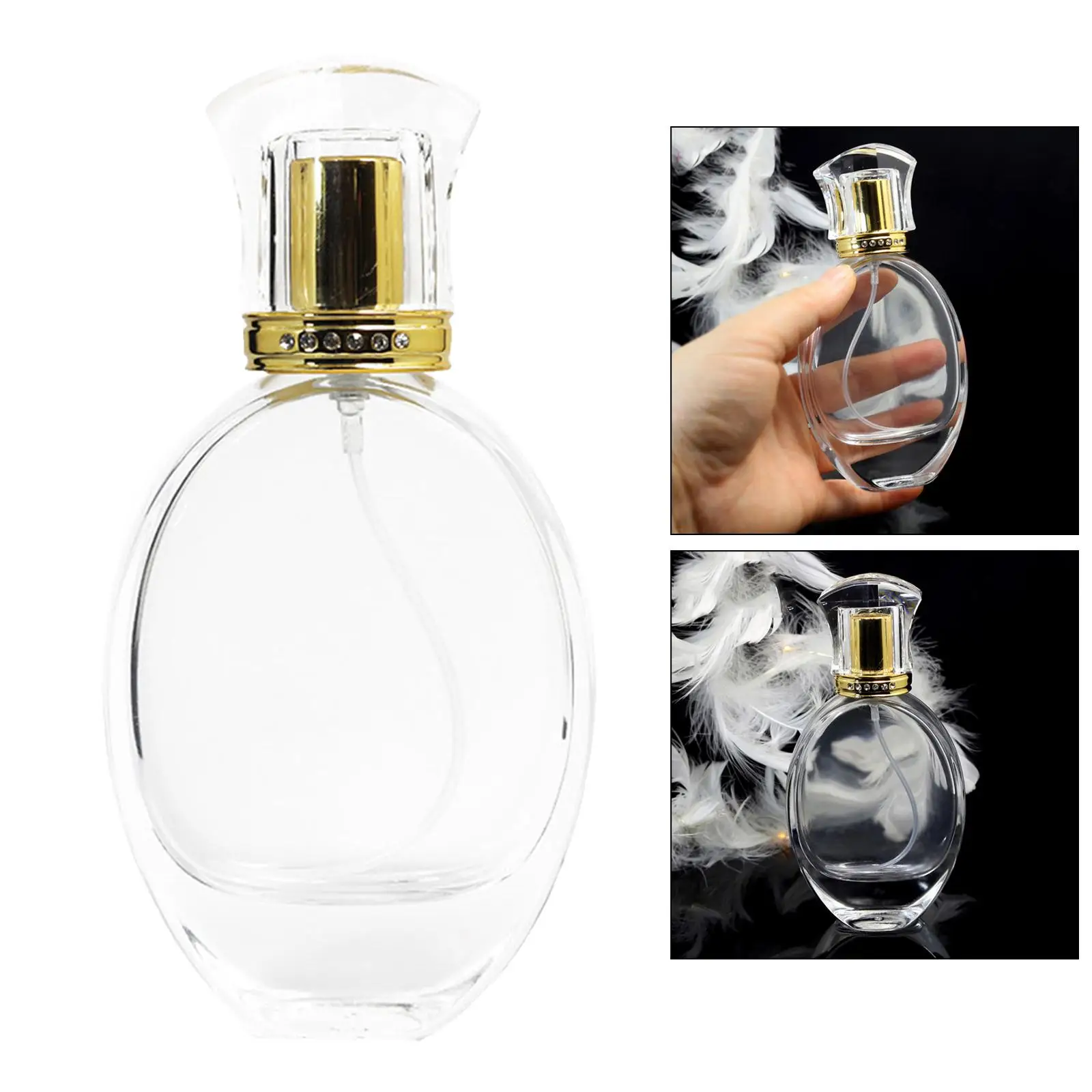 garrafa fina recarregável vazia oval do pulverizador do perfume da névoa de 50ml, com aplicador do pulverizador