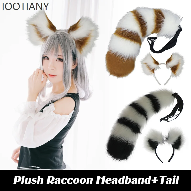 Ensemble oreilles et queue en fausse fourrure, bandeau oreilles de renard, queue d'animal, accessoires de Costume d'halloween, bandeau Anime, accessoires de Cosplay, nouvelle collection