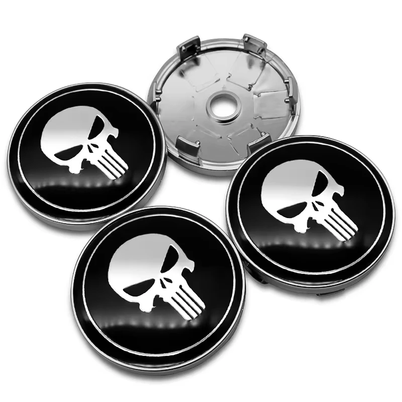 4pcs/set Universal 60mm Skull Emblem Car Wheel Center Cap Hub Covers Badge For Mercedes Benz TOYOTA BMW Chevrolet FORD LEXUS