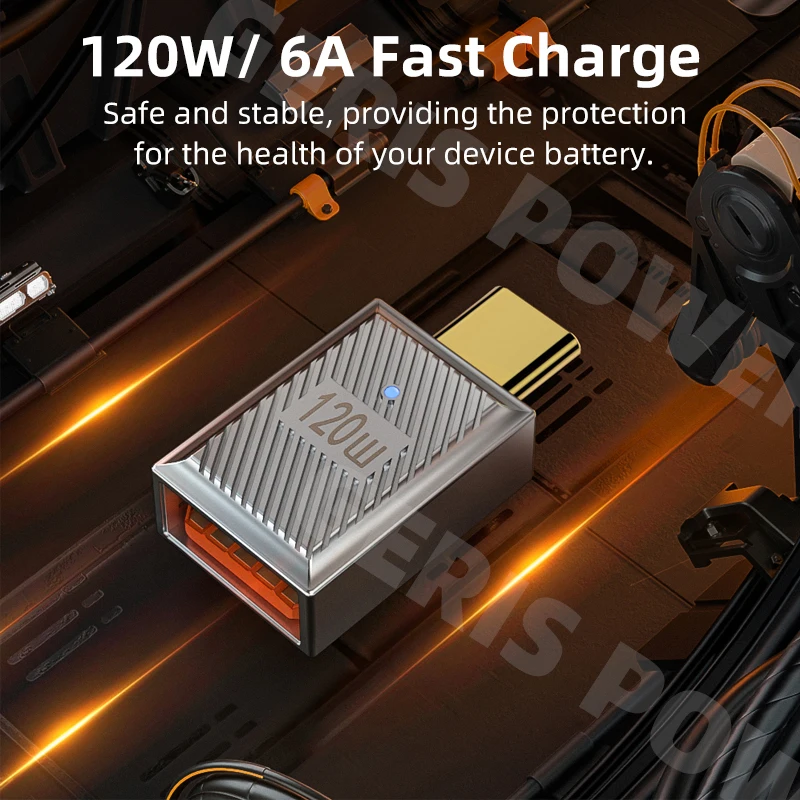 120W USB Type C OTG Adapter USB A to USB C Fast Charge Converter 10Gbps Data Sync Connector PD100W 140W 240W USB C to C Adapter