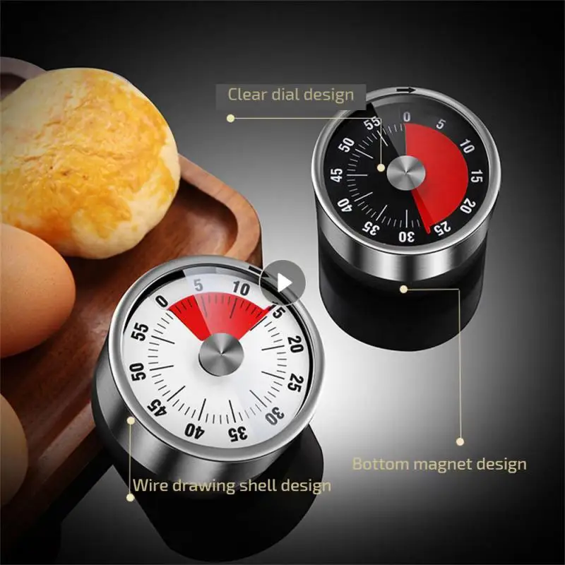 Stainless Steel Timer Fall Resistance Eye-catching Dial Stainless Steel White Wholesale Kitchen Tools Mechanical Kitchen Timer