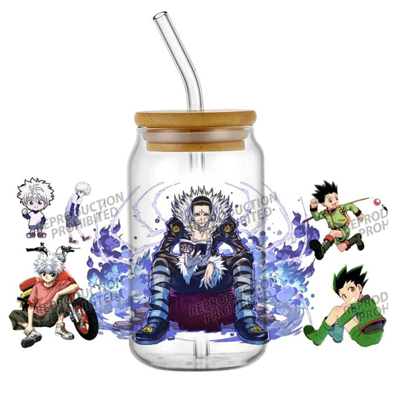 Beliebte Anime HUNTER×HUNTER 16oz UV DTF Neues Design Manga 3D Aufkleber Cartoon Aufkleber Tasse Becher UVDTF Handwerk DIY Geburtstagsgeschenk