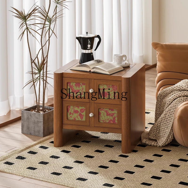 

ZYY home pastoral style old bedside table simple light luxury bedside table bedroom double drawer chest cabinet