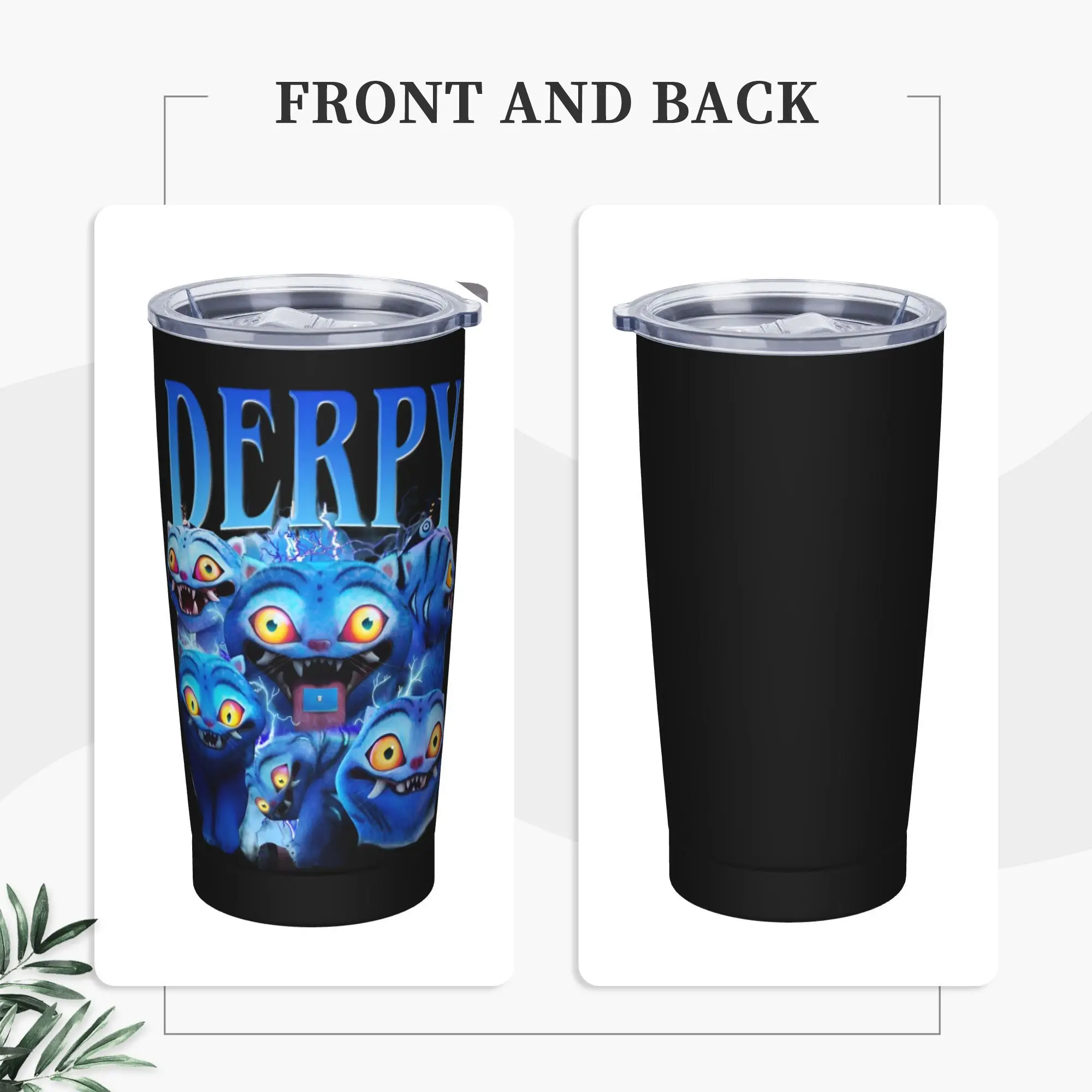 

Retro Derpy Blue Tiger Tumbler Vacuum Insulated KPop Demon Hunters Thermal Cup with Lid Straw Car Mug Hot Cold Drink, 20oz