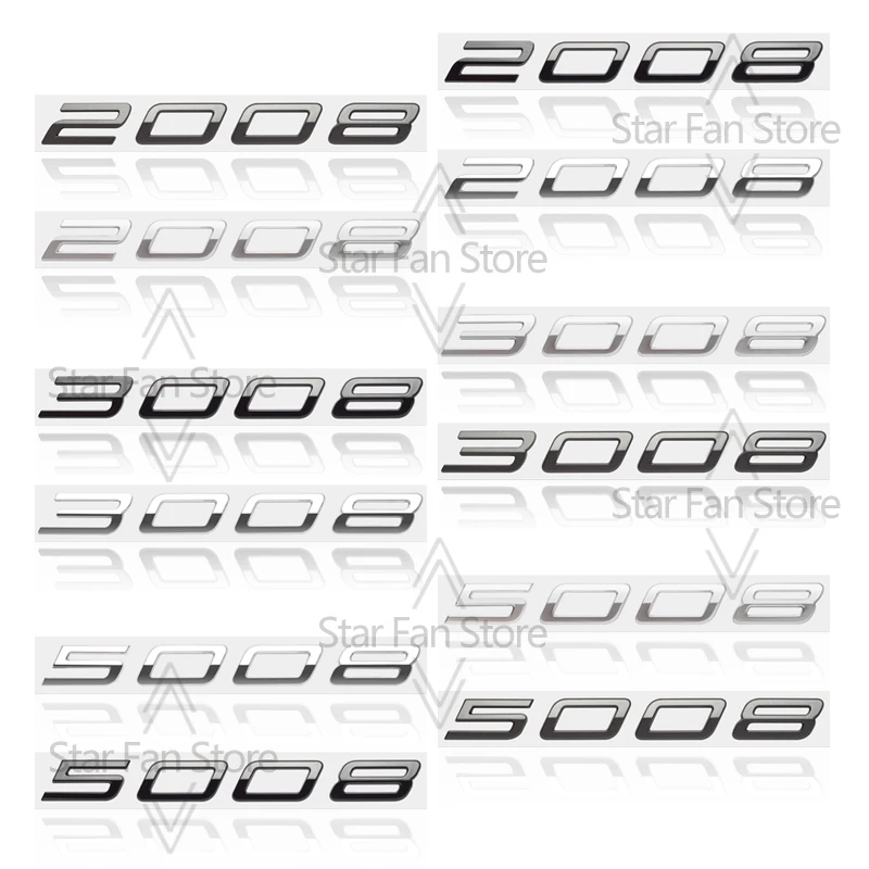 Metal For New Peugeot 3008 2008 5008 Logo Badge 3D Stickers Fender Emblem Decal Auto Accessories Letter Decoration Car Styling