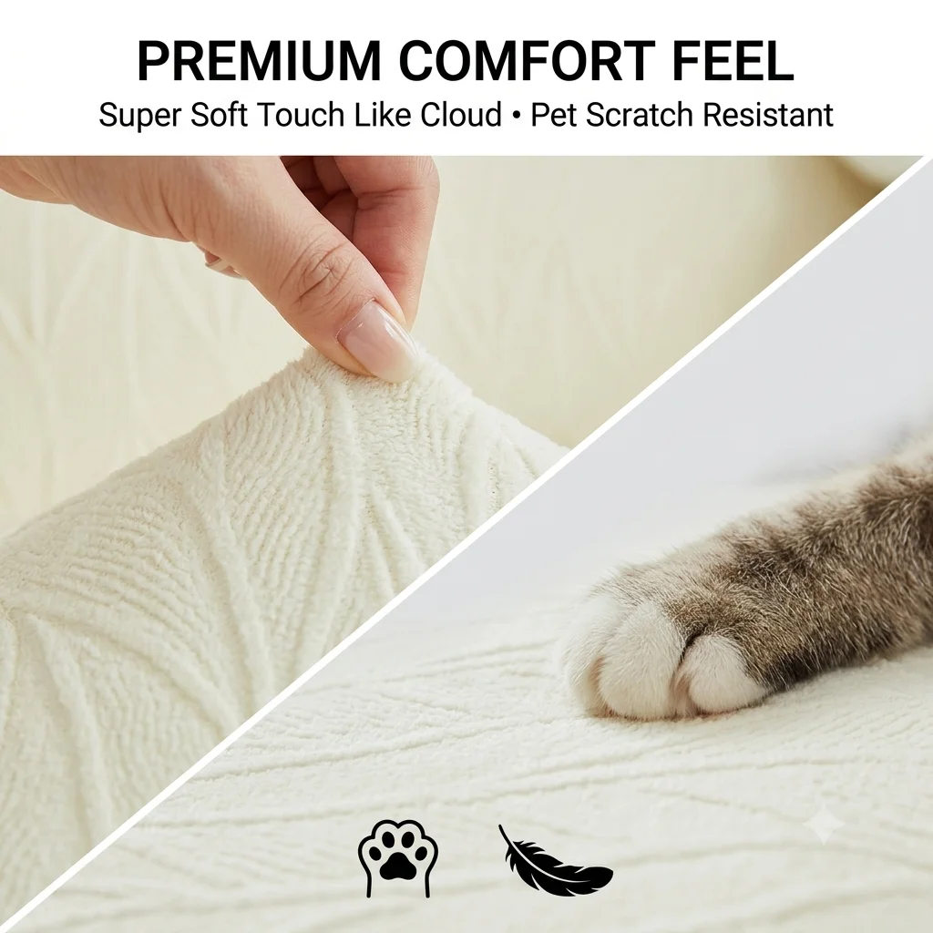Luxury Jacquard Velvet Sofa Cover 3D Leaf Pattern Elastic All-inclusive Couch Cover Anti-Scratch Furniture Protector Home