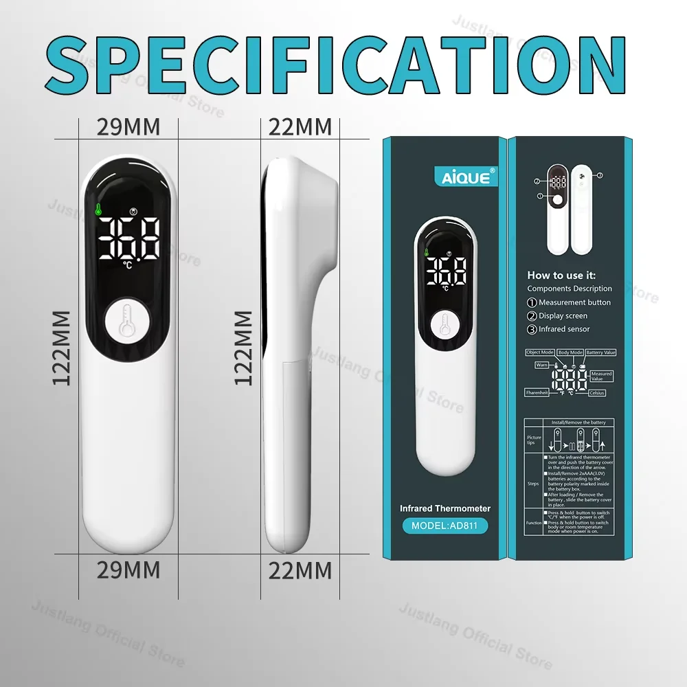 JUSTLANG Wiederaufladbares Haustierthermometer, Infrarot, elektronisches LED-Display, schnell ℃ / ℉ Veterinär-Thermometer für Hunde & Katzen zur Fiebermessung bei Tieren – Detail 4
