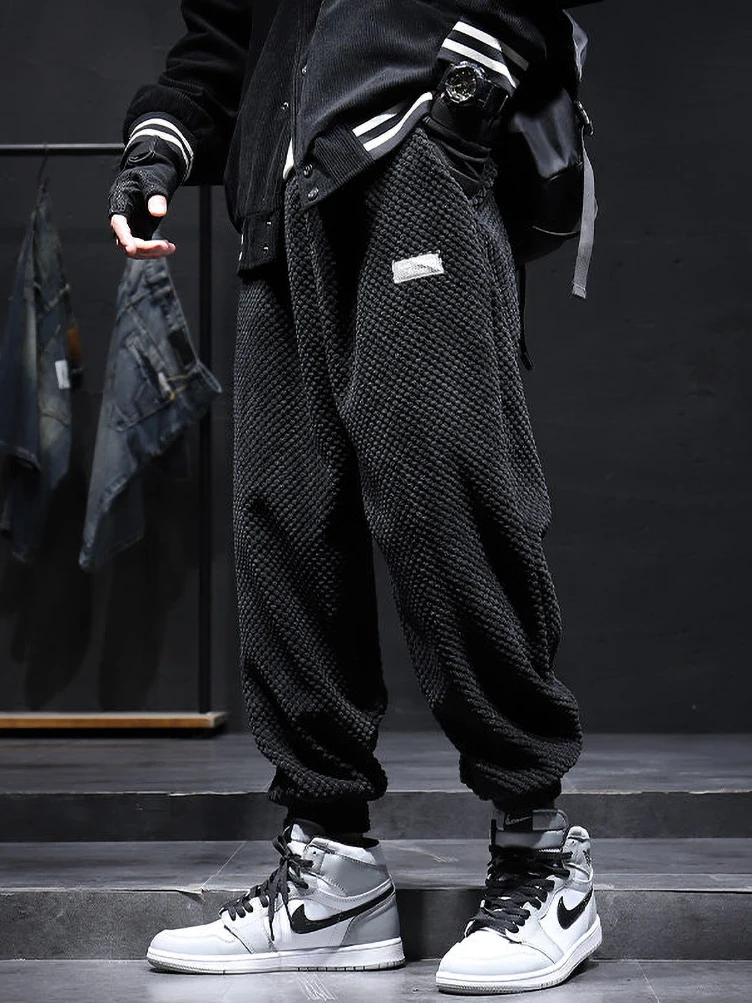 Autumn Winter Warm Casual Baggy Corduroy Pants Men's Streetwear Y2k Loose Jogging Sweatpants Ankle-Length Harem Trousers