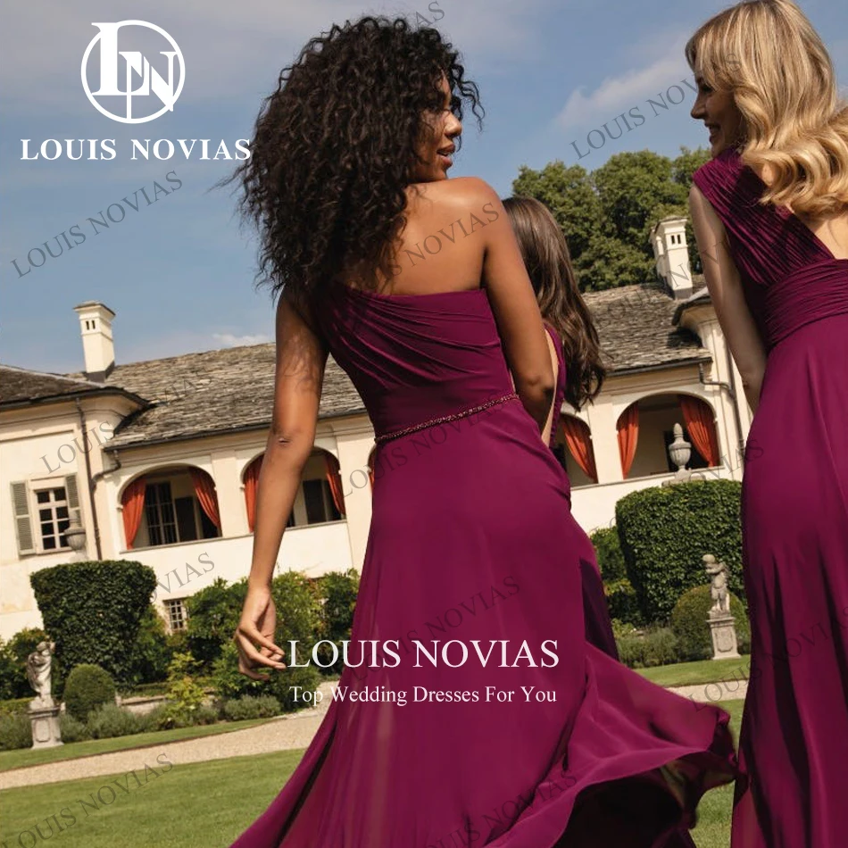 LOUIS NOVIAS-Vestidos De dama De honor sin mangas, elegantes y sexys, De gasa con un hombro descubierto, De lujo, Para fiesta