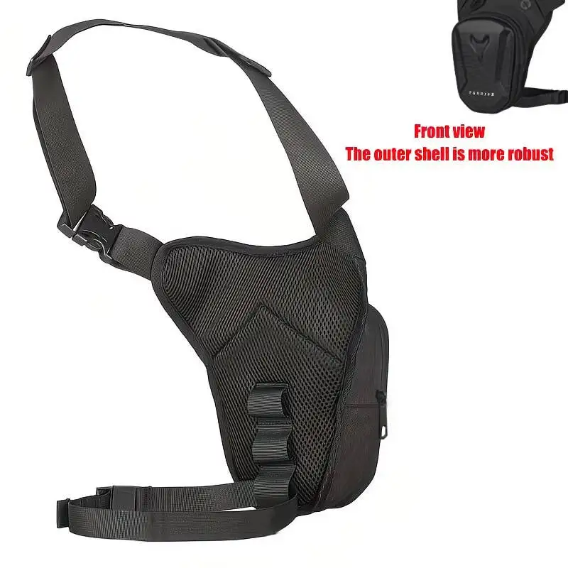 Motorcycle Leg Bag Waterproof Hard Shell Waist Pack, Outdoor Sports Thigh Bag for Men, Adjustable Strap for Riding & Hiking image 2