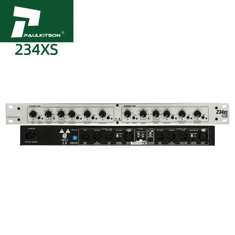 234XS Electronic Crossover Professional Sound Peripheral Equipments Stereo 2/3 Way Mono 4 Way Audio Crossover