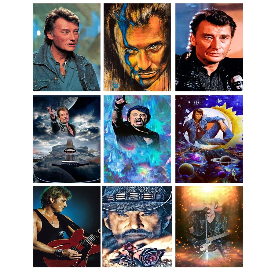 New 5D DIY Diamond Painting Portrait Mosaic Johnny Hallyday Rhinestone Picture Full Drill Diamond Embroidery Cross Stitch gift