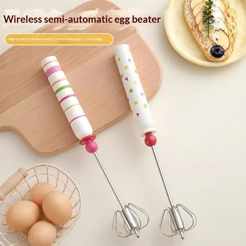 Household Semi-automatic Egg Beater Stainless Steel Cream Manual Beating Egg Mixer Food Grade Baking Tool