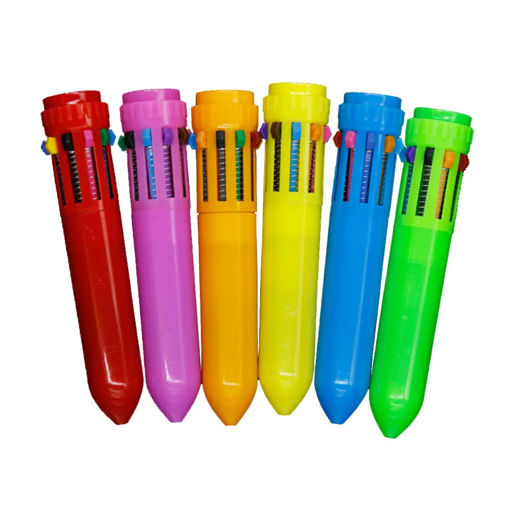 12Pcs 10 in 1 Retractable Multicolor Ballpoint Pens Smooth Flow Pens for School Office Ball-Point Pen Multicolor Ball-Point Pen