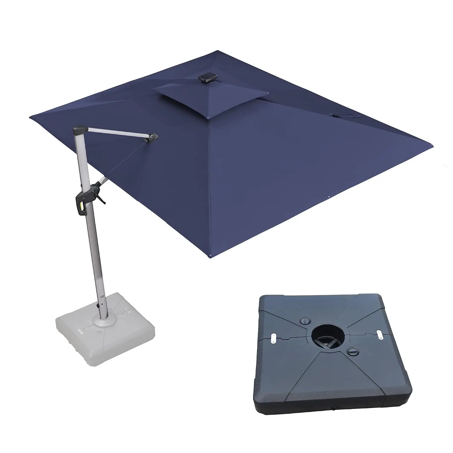 9'x12' Double Top Patio Umbrella with LED Light & Base for Outdoor Garden Deck, Customized