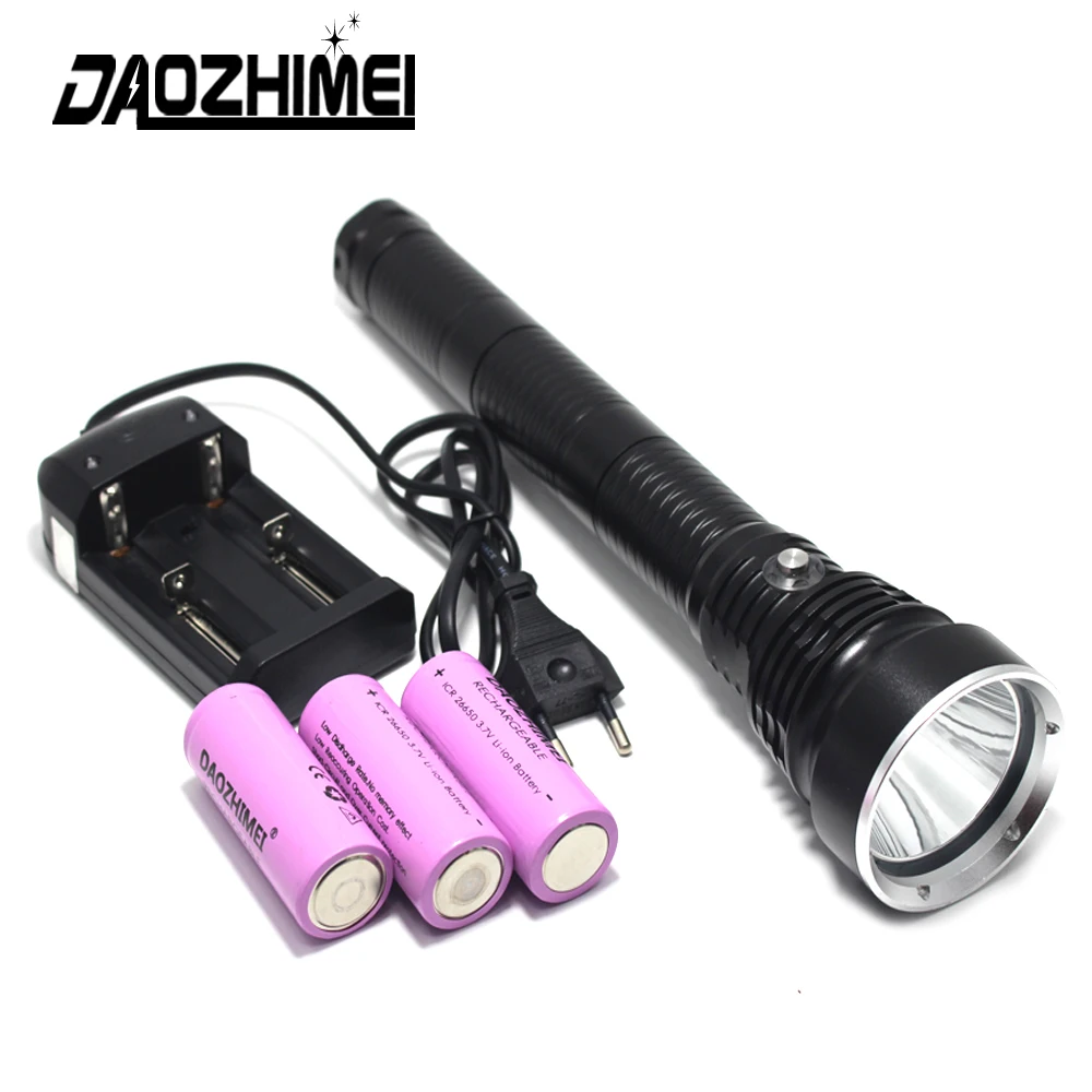 Super bright XHP70 LED Diving Flashlight 4-Modes Underwater dive Torch Waterproof headlight Lamp Light 26650 flash light fishing