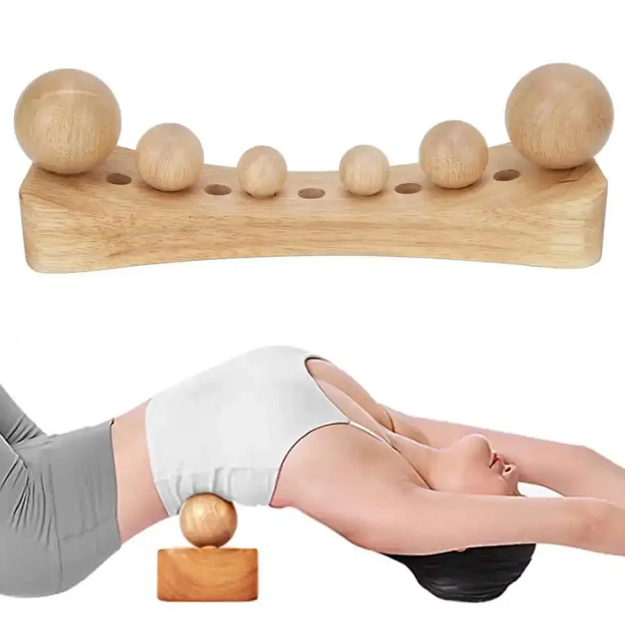 

Wooden Back Massager Psoas Muscle Release Tool with 6 Massage Heads Body Massager for Release Back Pain Trigger Point Physical