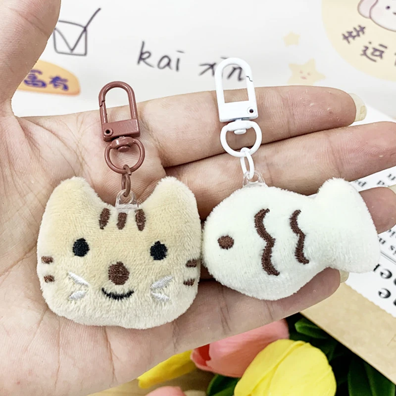 Süße Katze Schlüssel bund Fisch Puppe Plüsch Anhänger Paar Schlüssel ring Rucksack Charms Auto Schlüssel Dekoration Tasche Zubehör