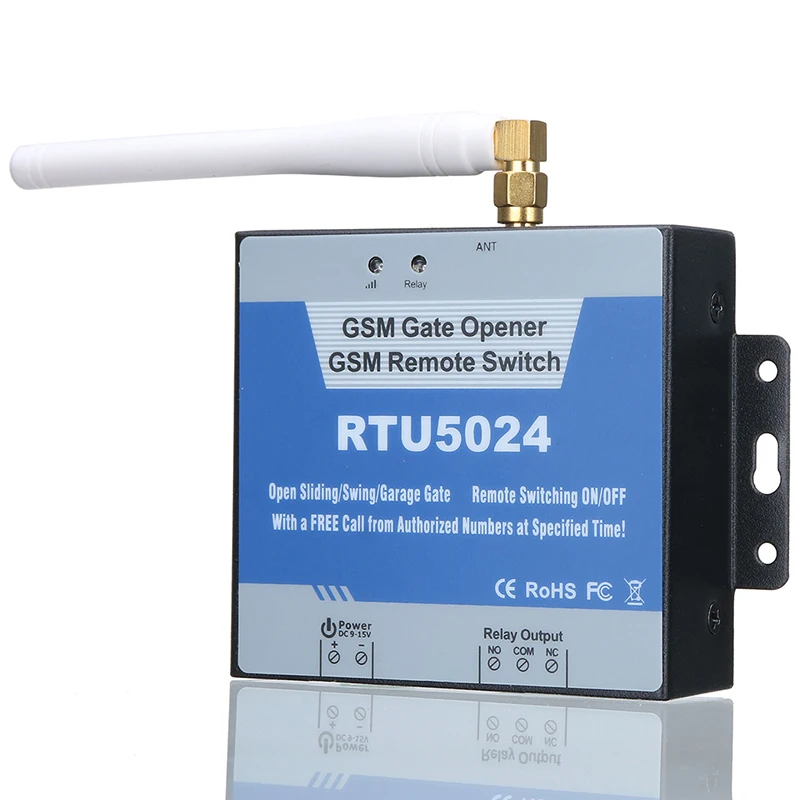 RTU5024 GSM 게이트 오프너 릴레이 스위치, 무선 리모컨 문짝 액세스, 긴 안테나, 무료 통화, 850 MHz, 900MHz, 1800 MHz, 1900MHz 문짝 오프너 