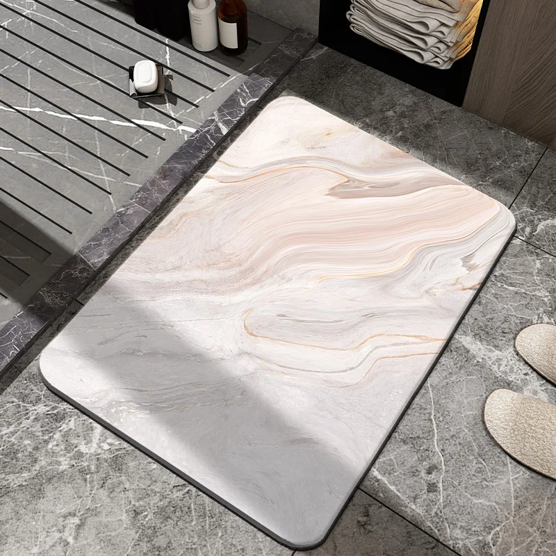 VIKAMA Diatomite Carpet Home Decor Bathroom Porch Imitation Marble Texture Absorbent, Non-Slip And Dirt-Resistant, Easy To Clean