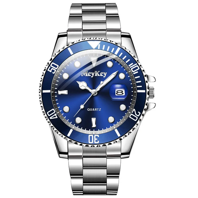 Modische Herren-Businessuhren mit Edelstahlarmband, Kalender, Quarzwerk, Casual-Uhr, Sport-Armbanduhr, Reloj Hombre