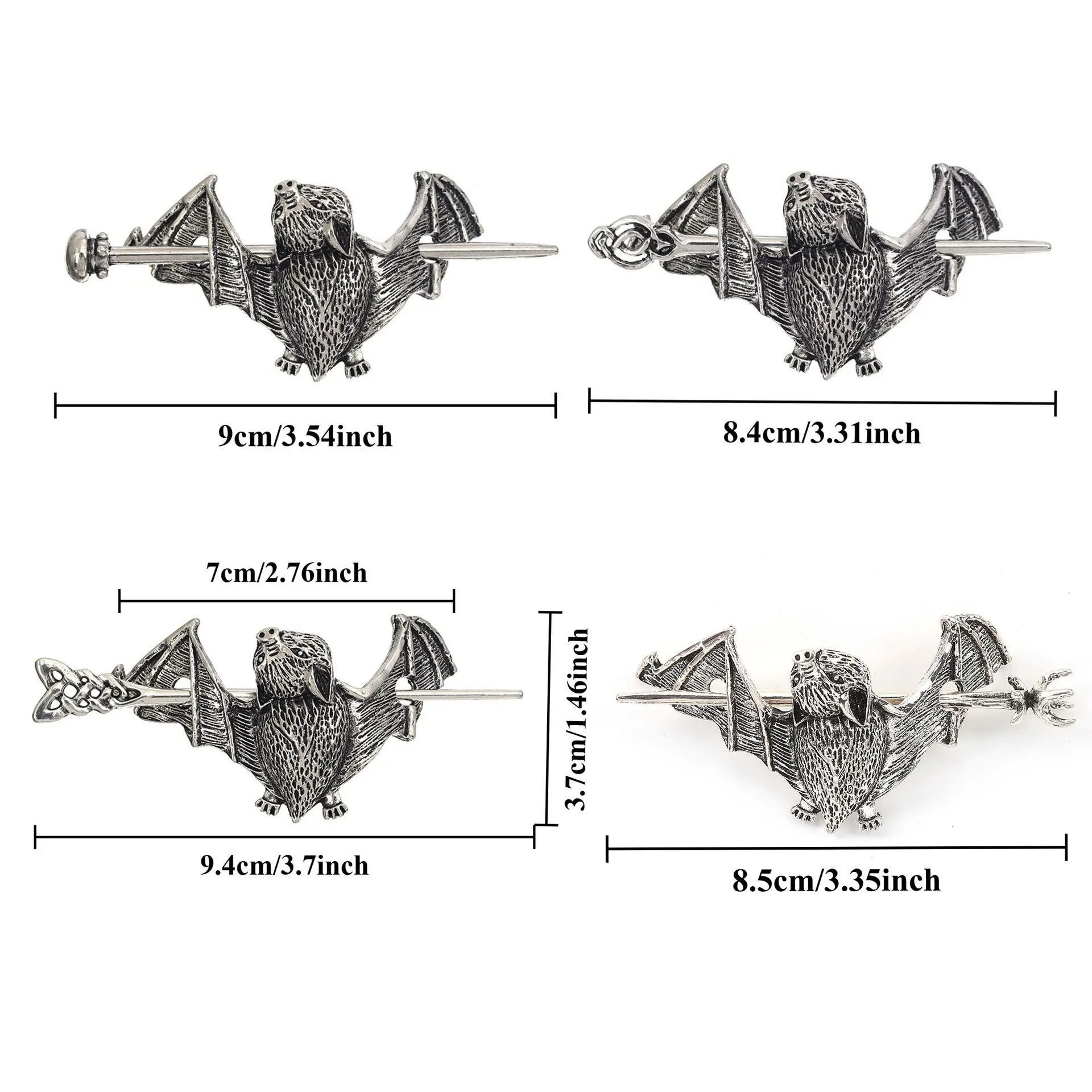 

1 шт. изысканная винтажная серебряная заколка для волос с летучей мышью, детальная готическая тварина, темный стиль, уникальные эффектные ювелирные изделия, альтернативная мода, необычные