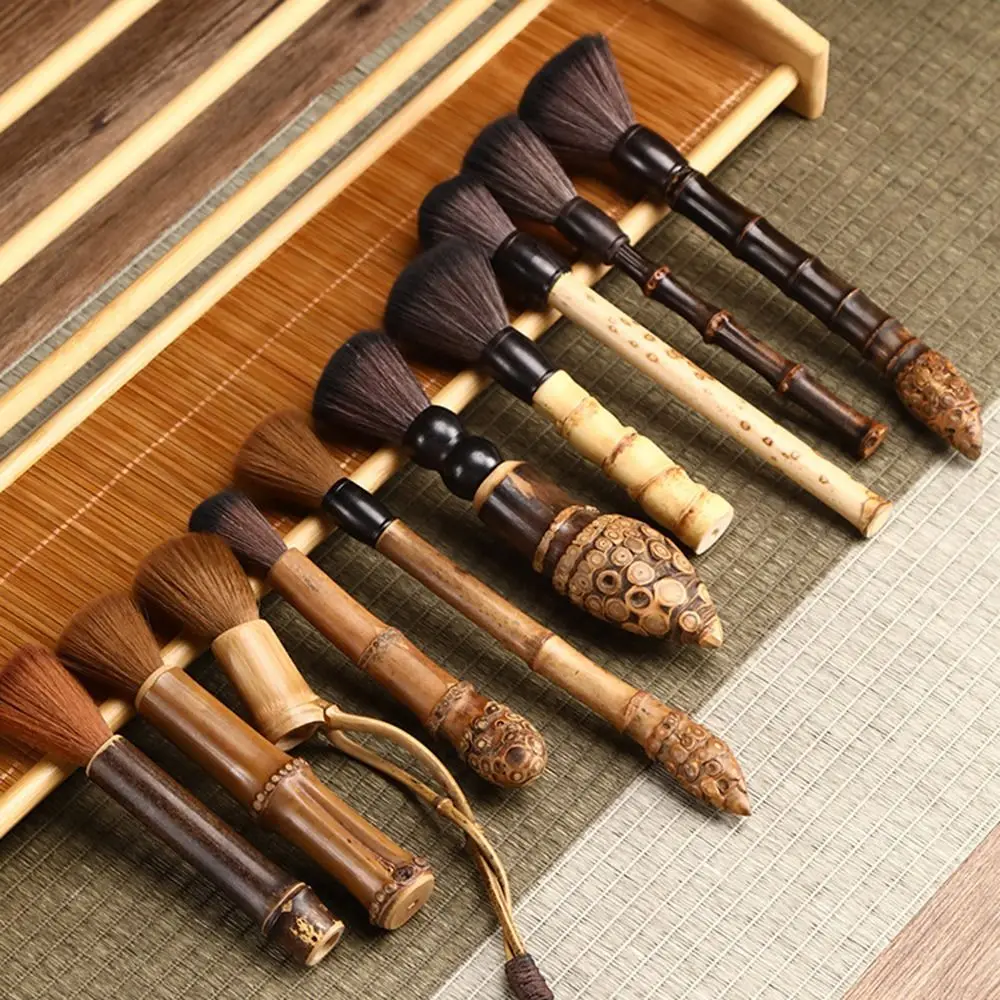 Bamboo Coffee Grinder Cleaning Brush Retro Natural Bristles Espresso Machine Cleaner Vintage Tea Brush Barista Tools