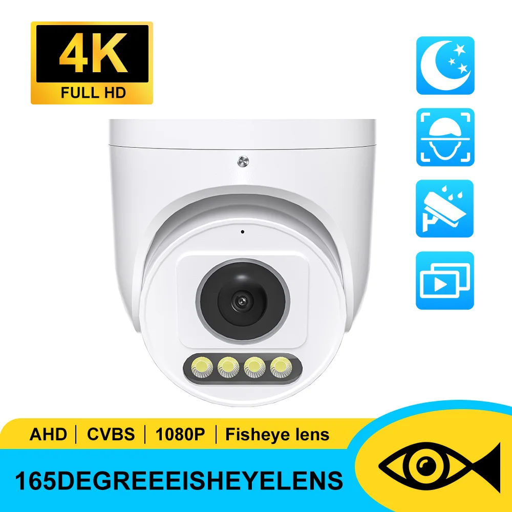 Techage 4K POE Security Camera AI Face Detection 165° 1.7mm Panoramic Fisheye Wide Angle CCTV Video 8MP Dome Surveillance XMEYE