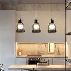 Retro industrial style creative small iron cage chandelier restaurant balcony light Nordic minimalist coffee shop chandelier