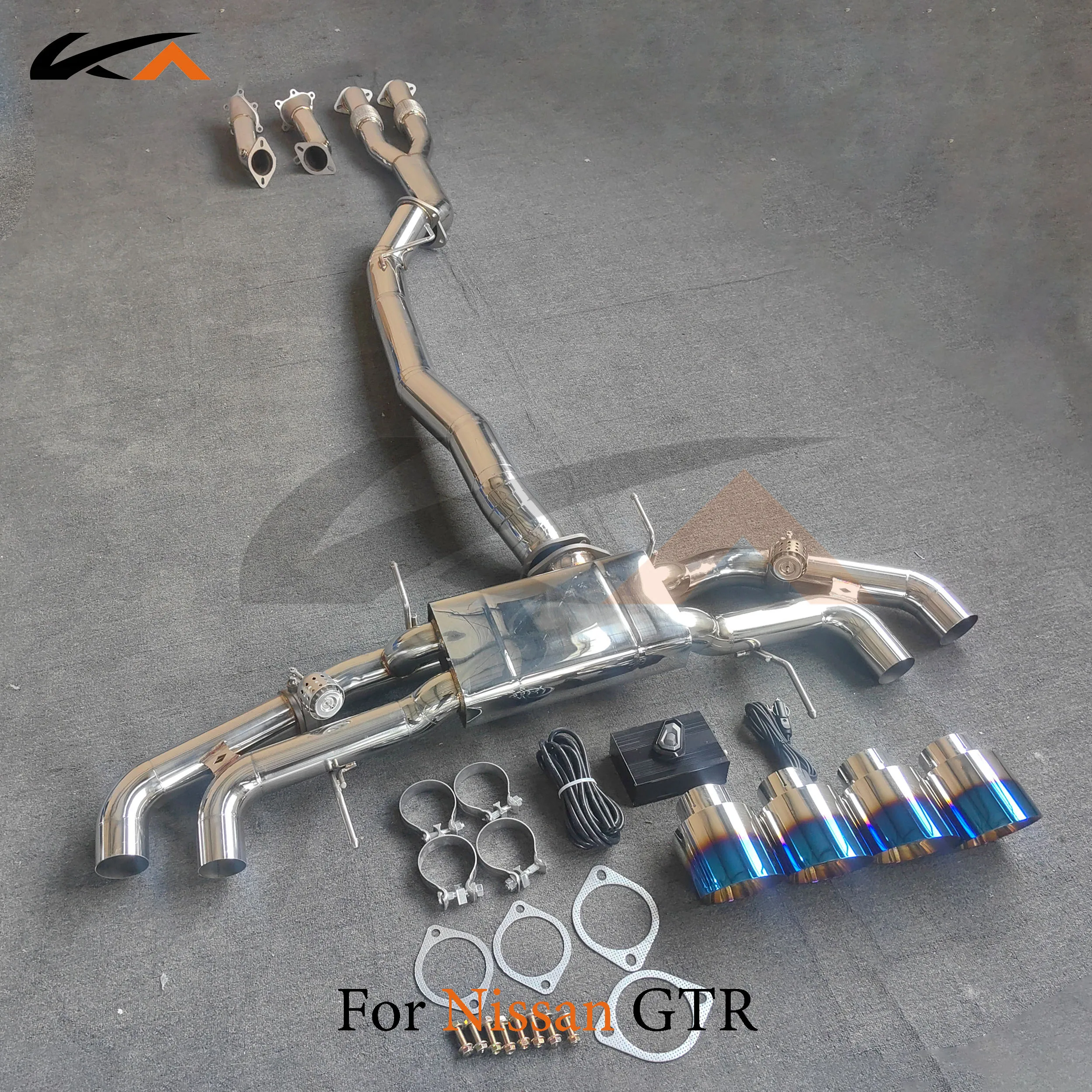 KA Tuning exhaust system stainless catback for Nissan GTR rear section performance parts muffler with valve