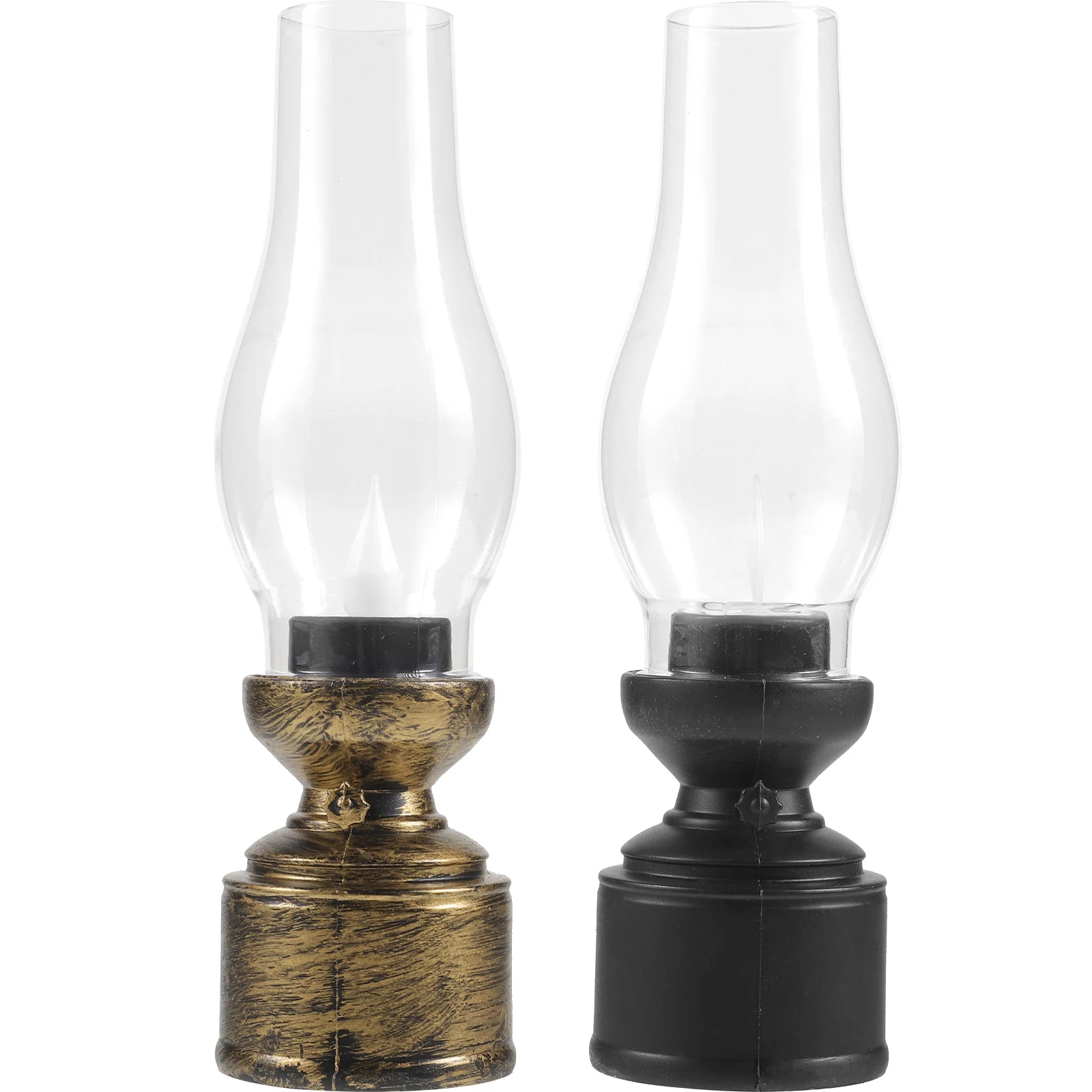 2 個 LED ランプ電子 C フレームレスレトロオイルライトヴィンテージランタンキャンプハイキング緊急用