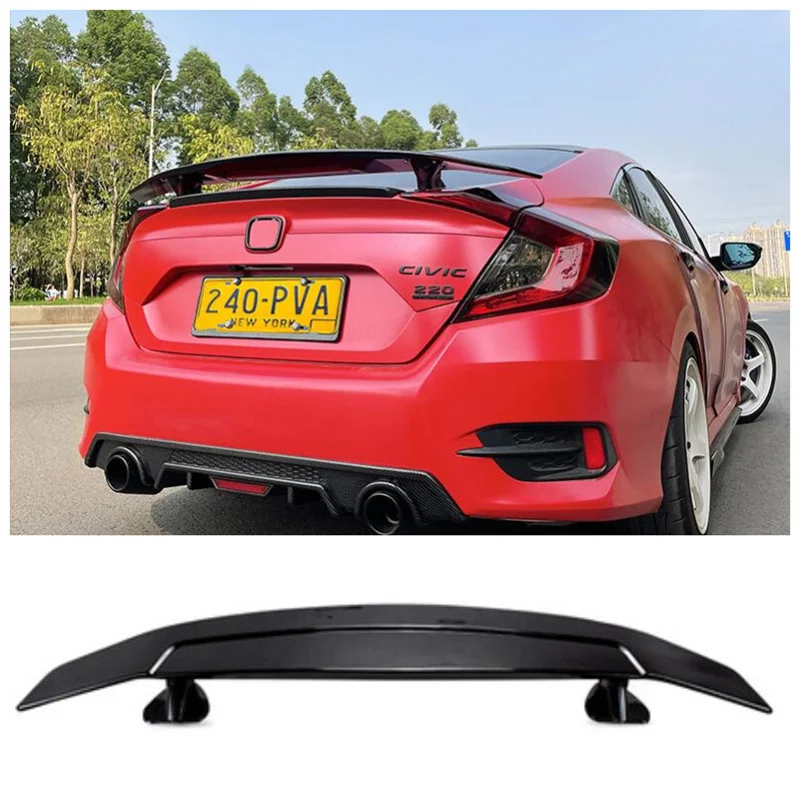 For Honda Civic 2016 2017 2018 2019 2020 2021 2022 High Quality ABS Paint Rear Trunk Lip Roof Spoiler Splitters Wing