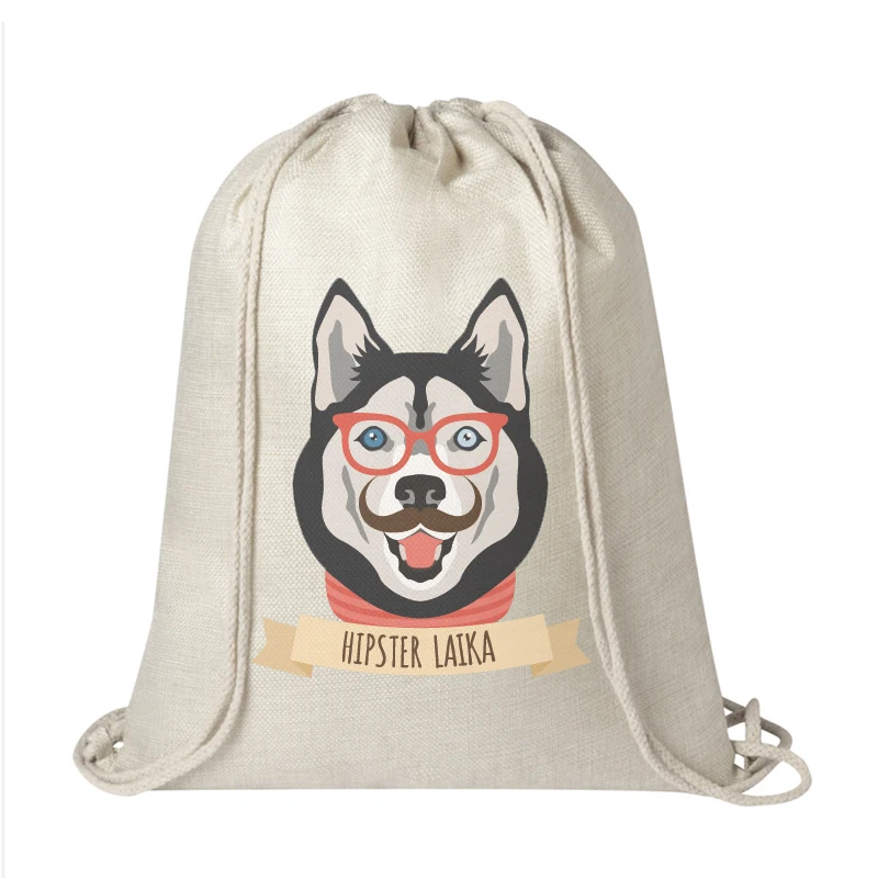 Mochila De lino de alta calidad con cordón, bolsa de compras en blanco para impresión personalizada, 2 piezas, envío gratis