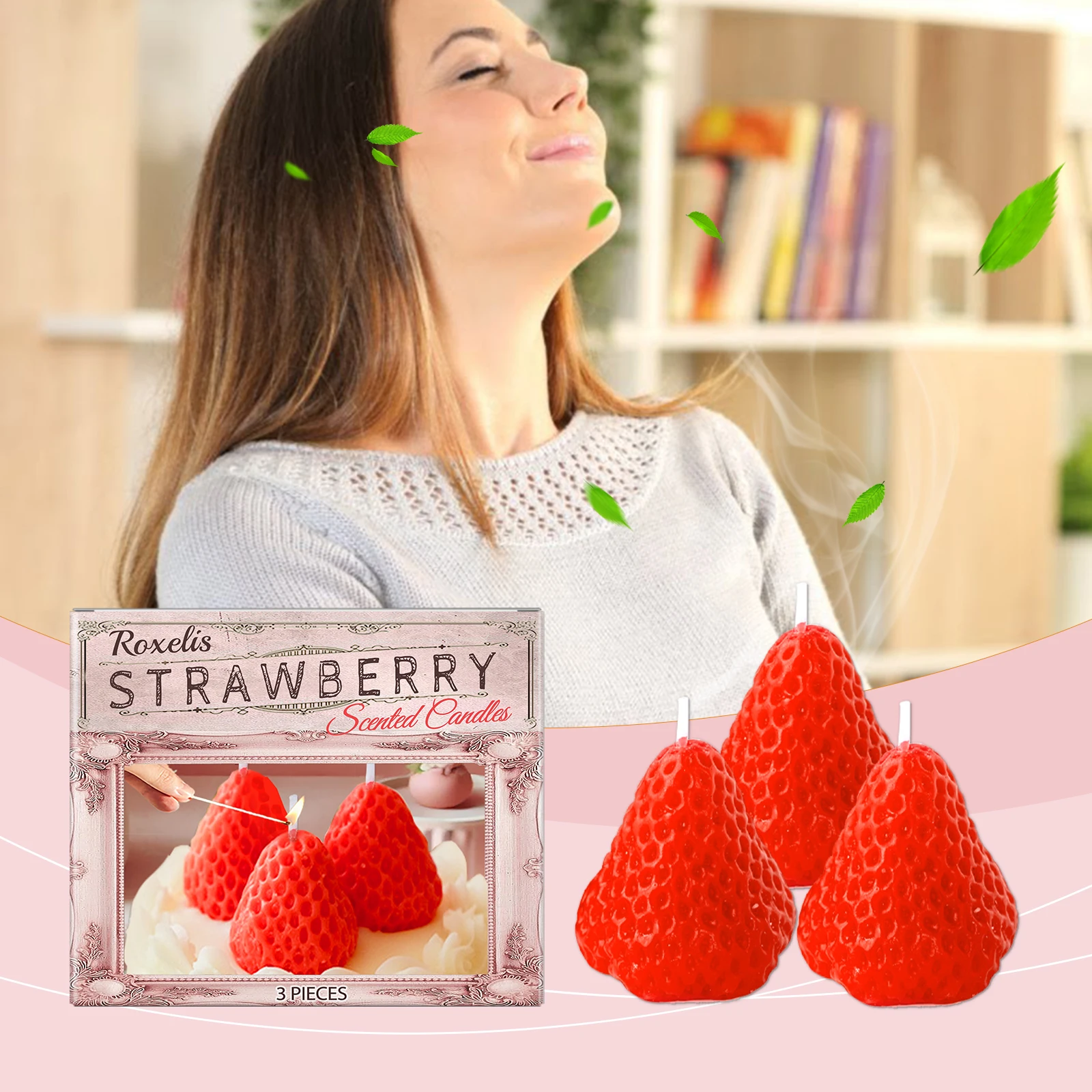 Strawberry Shaped Scented Candles Aromatherapy Candle Home Decor Birthday Party Gift