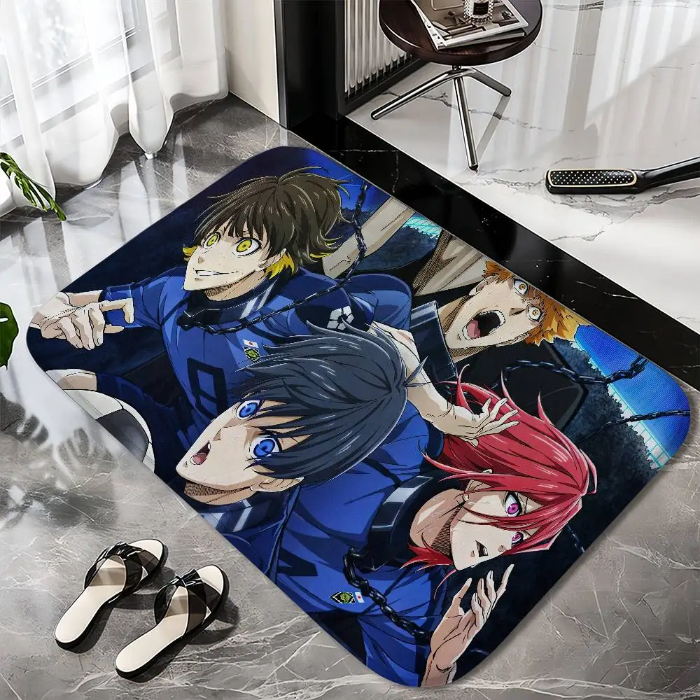 

BiliBili Blue Lock Floor Mat Printed Large Carpets Room And Bedroom Carpets Bathroom Anti Slip Door MATS Small Carpets