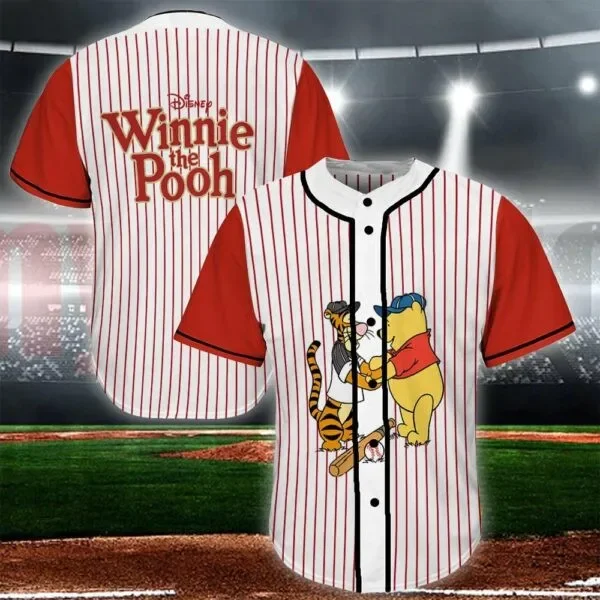 Disney Winnie the Pooh Tigger Baseball Jersey Casual Mens Women Button Up Short Sleeve Jersey Disney Baseball Jersey Fashion Top