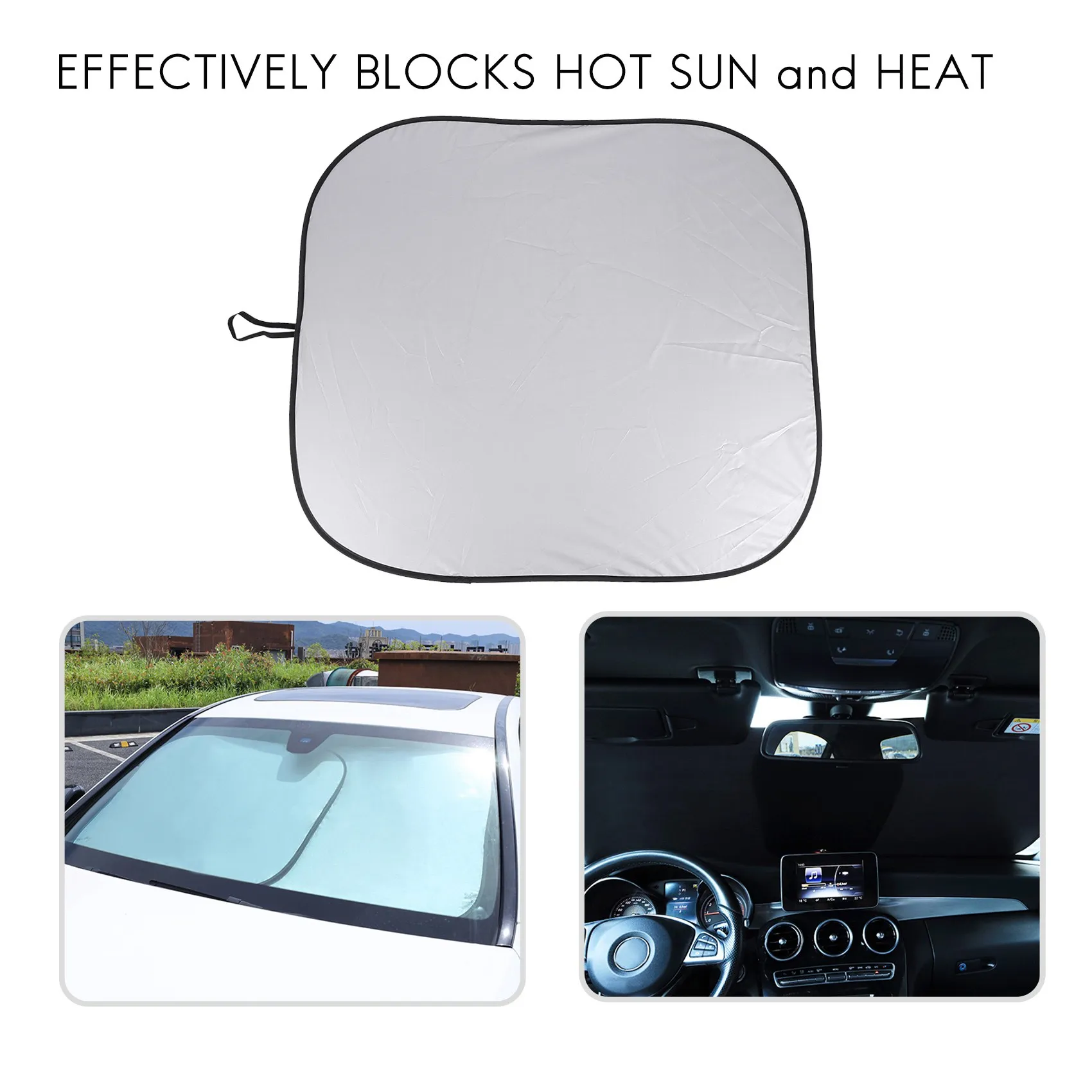 Windshield Sun Shade 2-Piece Foldable Car Front Window Sunshade Auto Sun Blocker Visor Protector Blocks Max Uv Rays and Keeps Yo