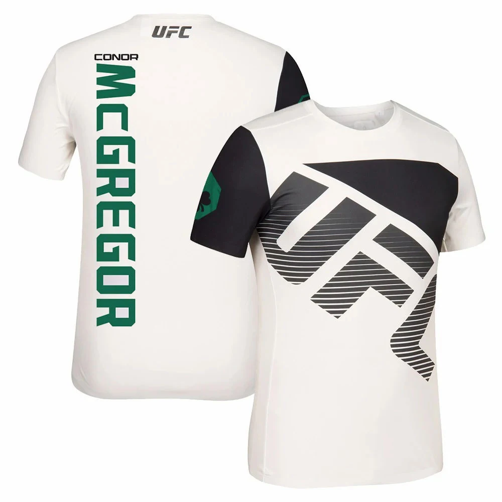 Conor McGregor UFC Mens Short Sleeve Tee Quick Dry Sports Shirt Irish Clover Training Jersey Boxing Active Fighting Wear