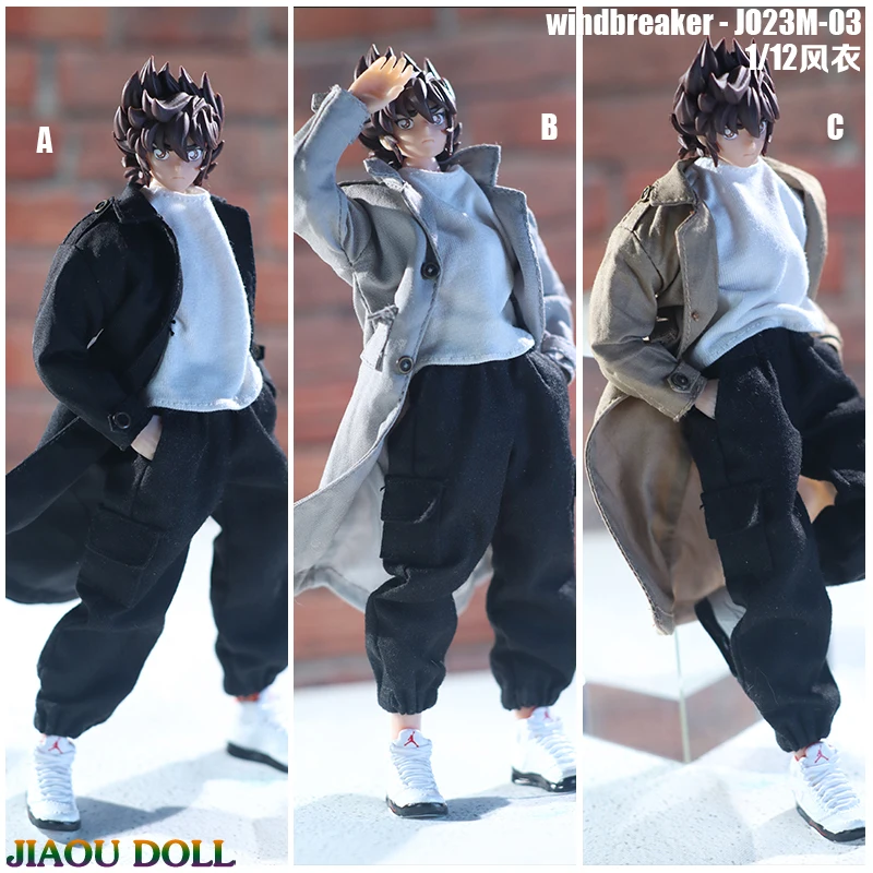 JO23M-03 1/12 Male Soldier Windbreaker Wind Coat Clothes Model Fit 6'' Action Figure Body Dolls