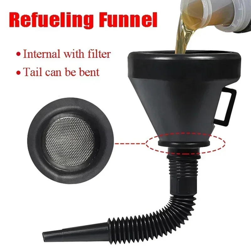 2-In-1 Refueling Funnel with Strainer Can Spout Oil Water Fuel Petrol Diesel Gasoline for Auto Car Motorcycle Bike Truck ATV