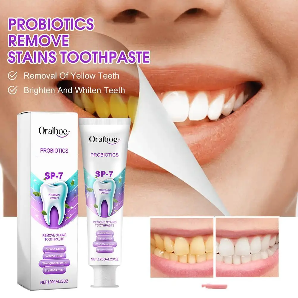 

SP-7 Whitening Probiotics Toothpaste Stone Remover Oral Odor Prevention Asy Reduce Yellowing Oral Refreshing Oral Care