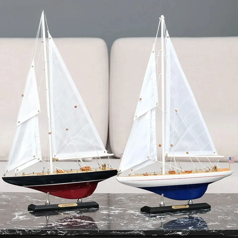 Smooth Sailing Sailboat Model Decoration Ornaments Boat Racing  Model Sailboat Wooden Crafts Home Office Decoration Accessories