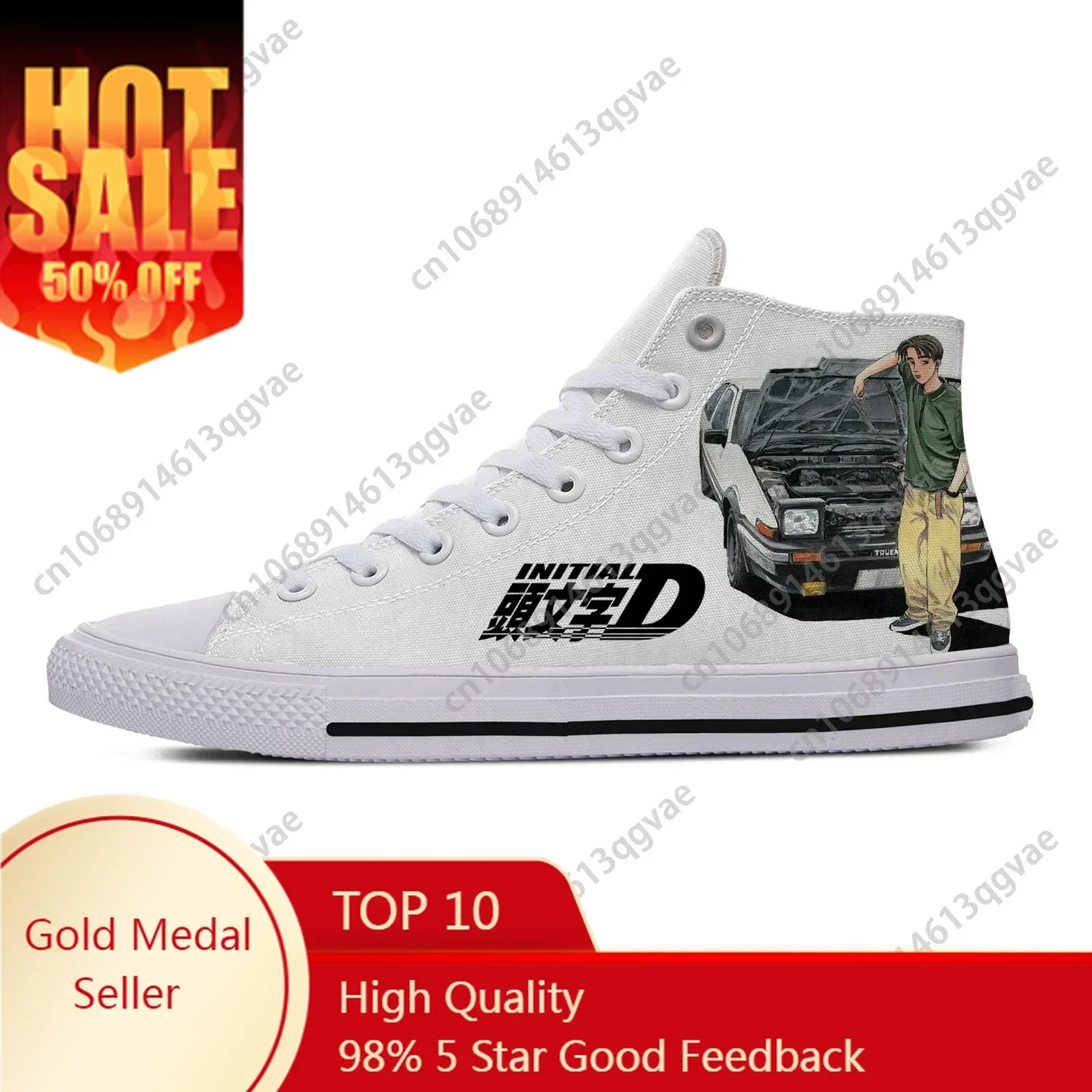 

Japanese Anime Initial D High Top Sneakers High Quality Mens Womens Teenager Canvas Sneaker Casual Couple Shoes Custom Shoe