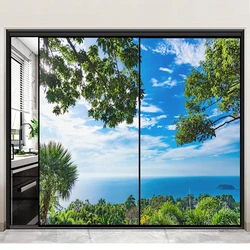 Opaque Privacy Window Film Heat Control UV Blocking Window Glass Sticker Beautiful Scenery Frosted Static Cling Window Tint