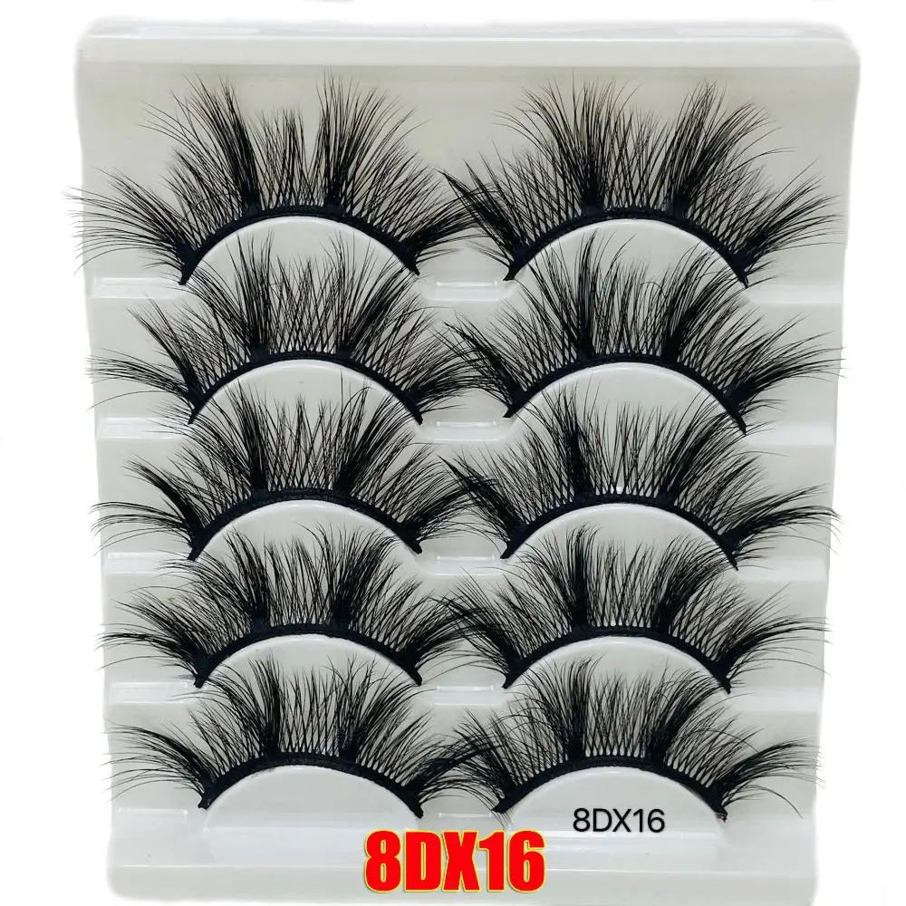 Woman's Fashion Dramatic Eye Makeup Tools 8D Mink Hair Wispies Fluffies False Eyelashes Thick Long