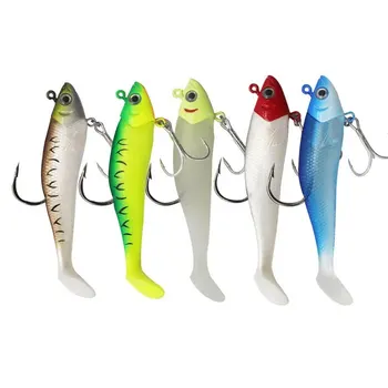Substituível Fish Body Lures com gancho, Jig Head Bait, Soft Fishing Lead, Inside Lure