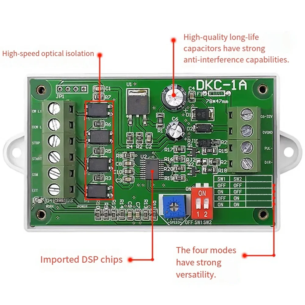 DKC-1A Step Motor Controller DC 6V-32V S-Curve Acceleration Over Current Protection For Fixed Length And Speed Regulation Tasks