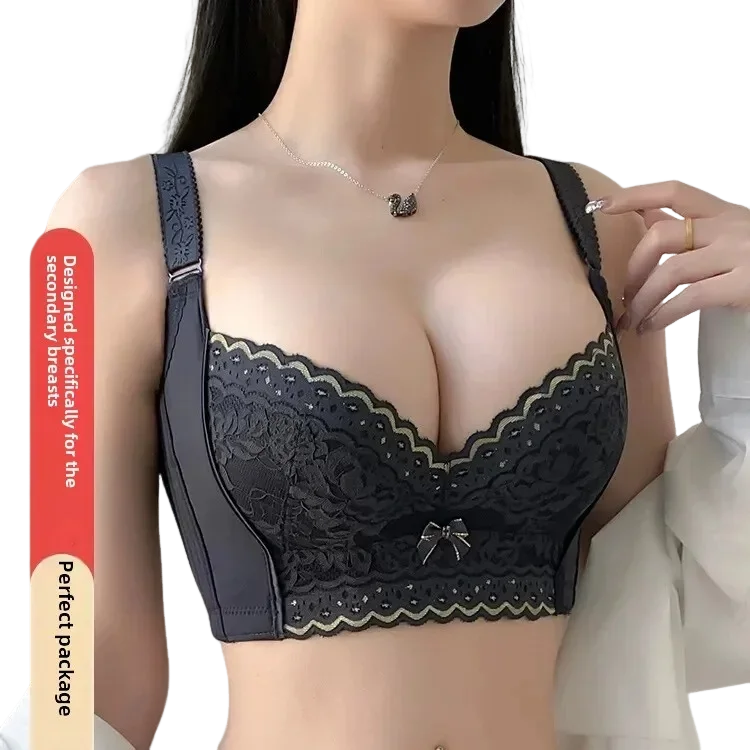 KUCLUT Salon Adjustable Bras Women's Small Chest Gathered Tightened Side Breast Prevented Sagging Five Row Buckle Extended Chest